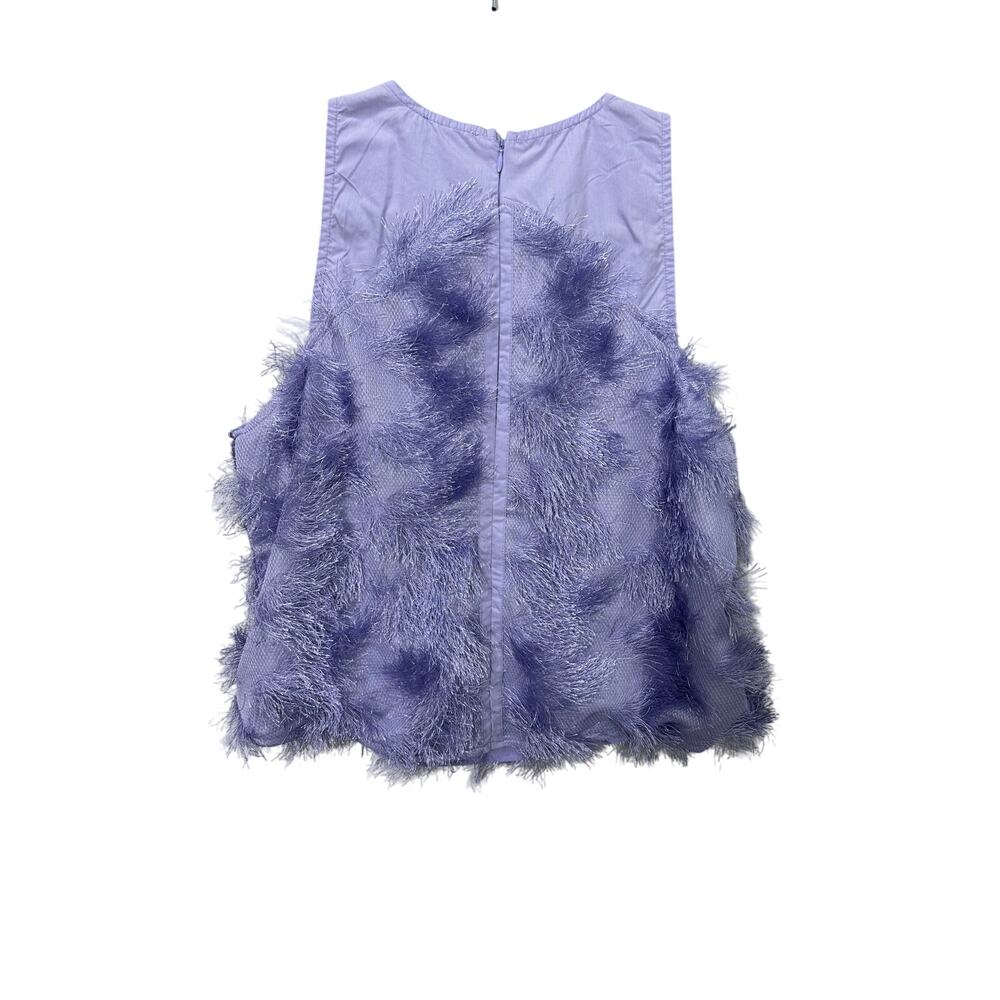 INA NWT Women’s Lavendar Fringe Mesh Sleeveless Tank Top Blouse size Medium - Picture 2 of 8